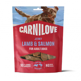 Супер премиум месно лакомство за кучета  Carnilove Jerky Snack Lamb & Salmon с агнешко месо и сьомга 100 г
